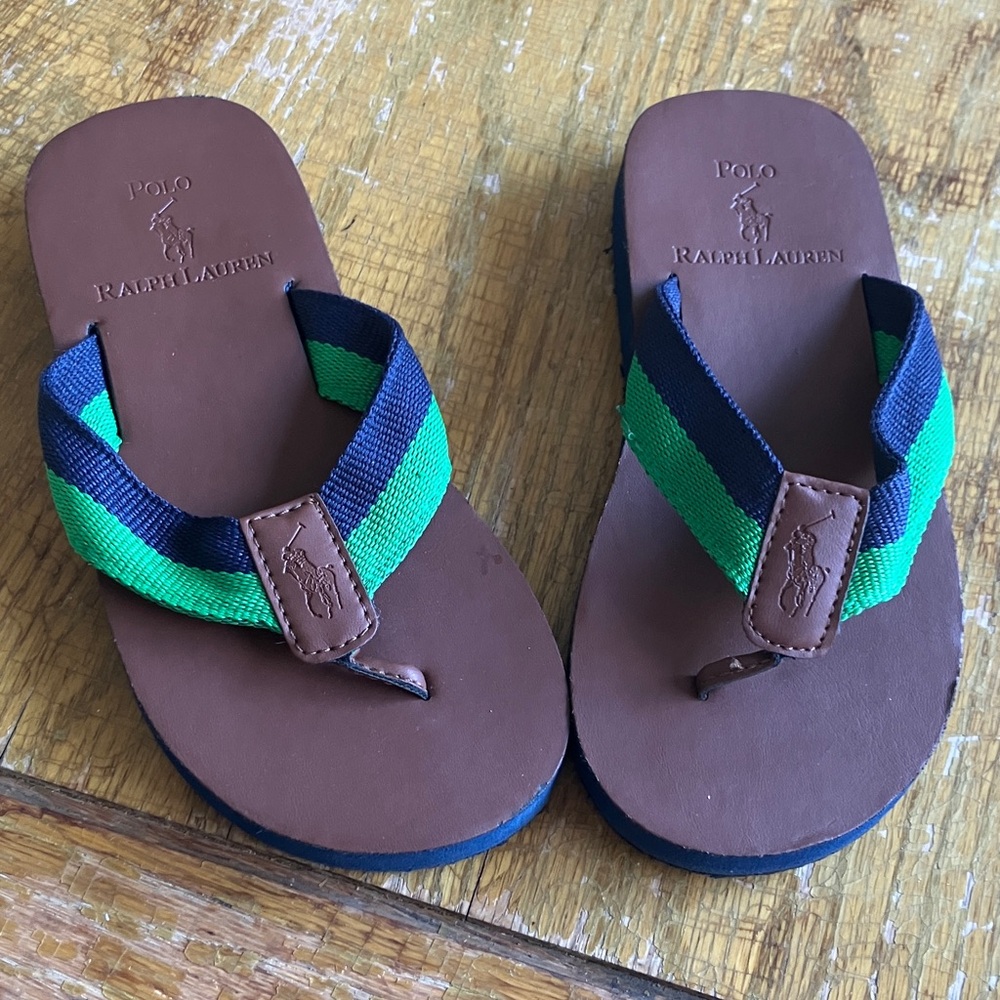 Polo by Ralph Lauren Kids Sandals - Brown with Green and Blue Straps